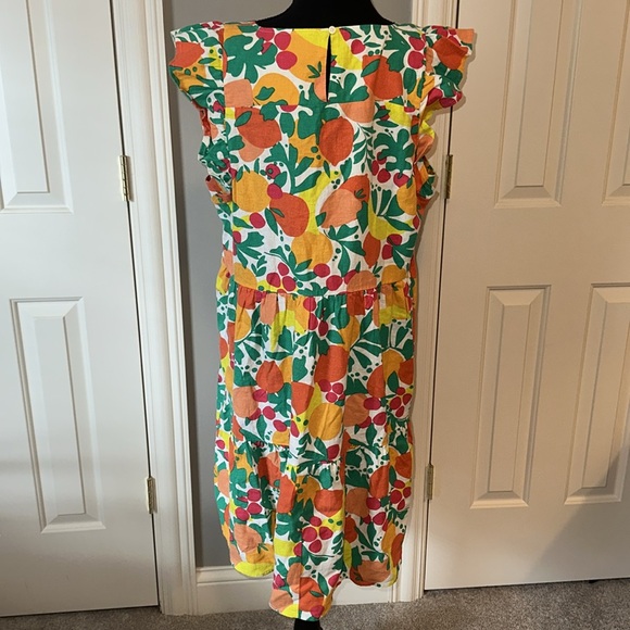 J Crew Linen Blend Bright Fruit Print Shift Dress Size 14🍊🍋 NWT - Picture 4 of 11